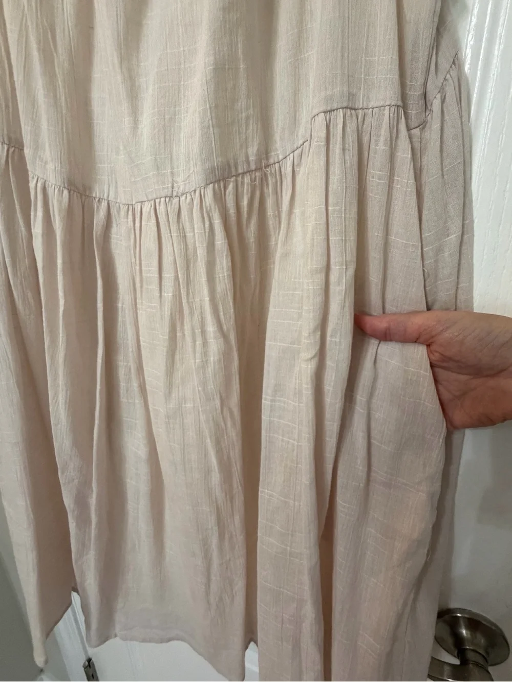 Women’s Lace-Sleeve Boho Dress in Blush